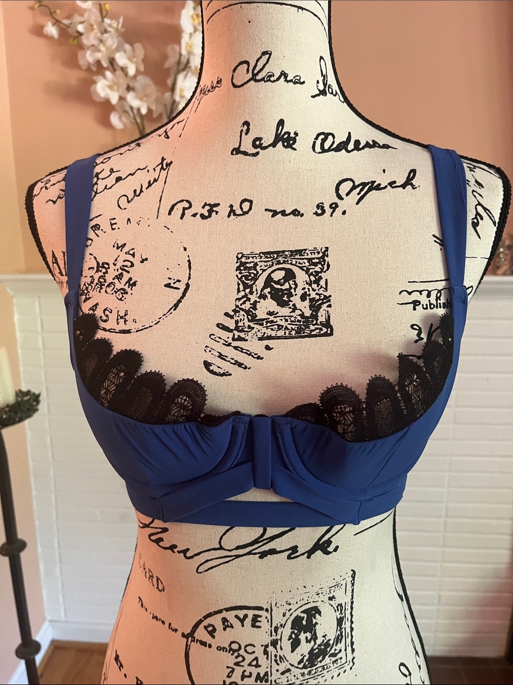 Unveiled Blue/Black Decorative Bra